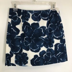 J Crew Blue And Cream Floral Skirt